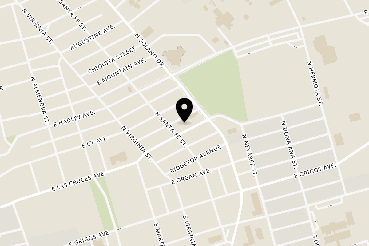 Map showing the location of House of Grub on Valley Drive on 301 N Solano Dr Unit 8 in Las Cruces